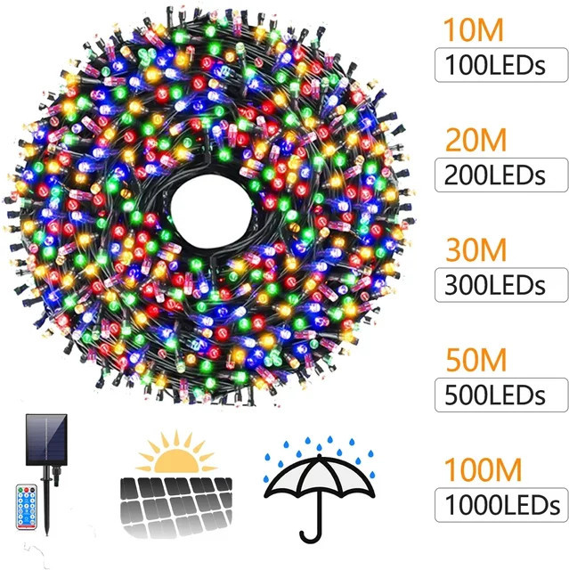 Solar Outdoor Lichterkette RGB Multicolour mit 8 Modi als Weihnachts-Girlande oder Vorhang für Garten und Weihnachtsbaum - Bild 1