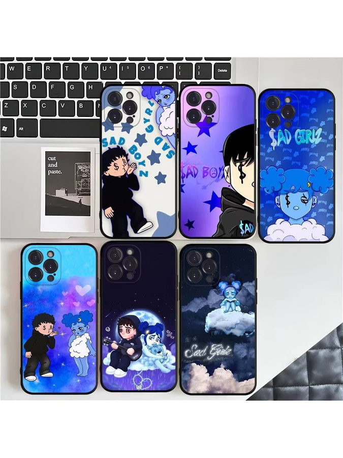 J-Junior H Sad Girl Handyhülle für iPhone 17 Air 16 15 14 13 12 11 Pro Max Plus TPU Soft Case in Multicolour - Bild 3