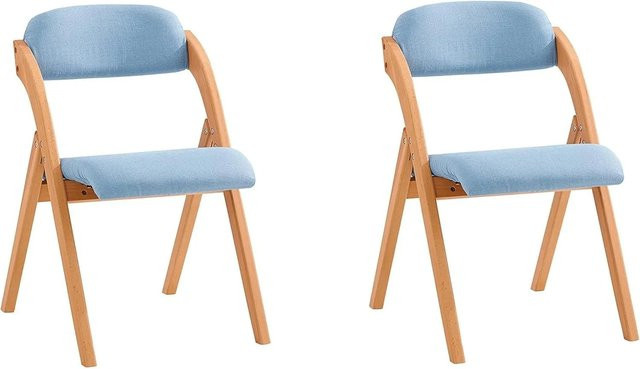 SoBuy 2er Set Esszimmerstühle Klappstühle Polsterstühle mit Lehne in Blau FST92-BLx2 - Bild 1