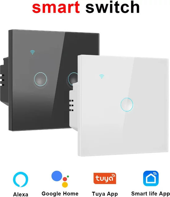Chevolink Tuya Smart Touch Wandschalter mit LED-Hintergrundbeleuchtung und Lichtsensor, Weiß, kompatibel mit Alexa und Smart Life - Bild 1