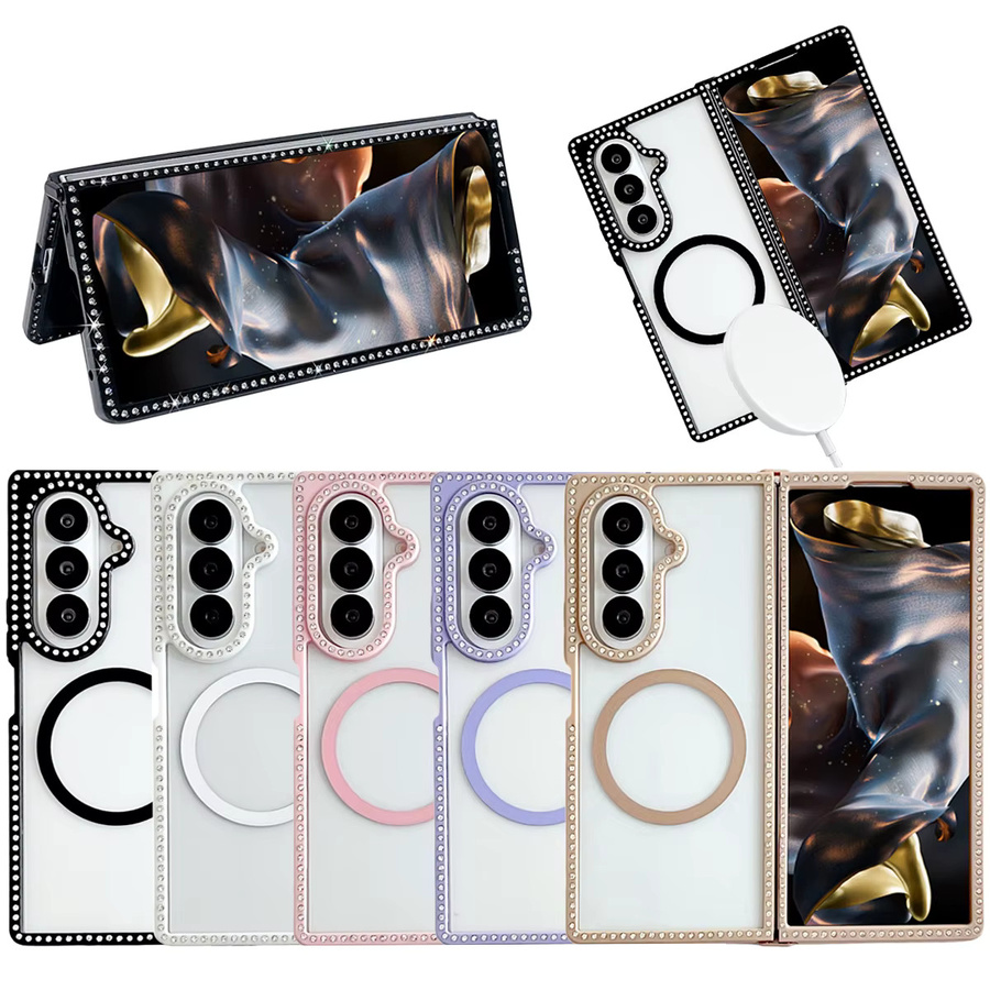 Glitzernde magnetische PC-Doppelseitige Diamant-Handyhülle für Samsung Galaxy Z Fold 7 6 5 4 3 in Gold - Bild 2