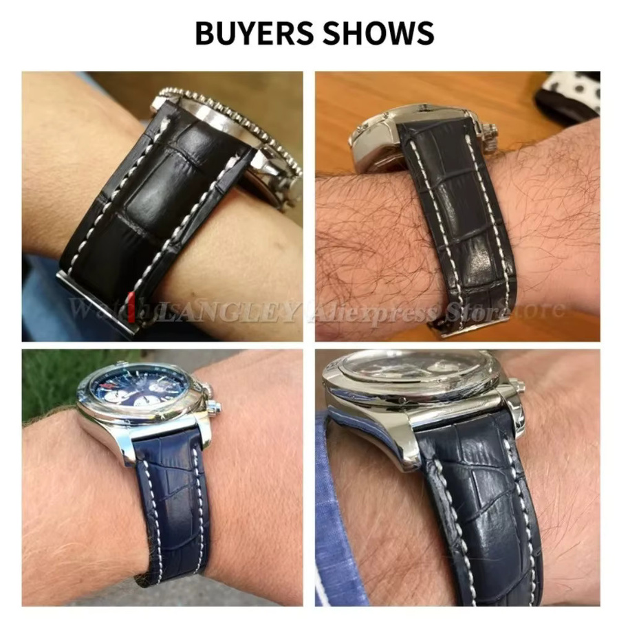 Uhrenarmband Rindsleder, Schwarz, 22mm 24mm, Unisex - Bild 4