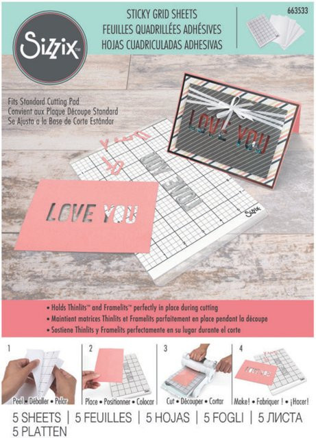 Sizzix Accessory Stick Grid Sheets, 5 Stück, Weiß - Bild 1