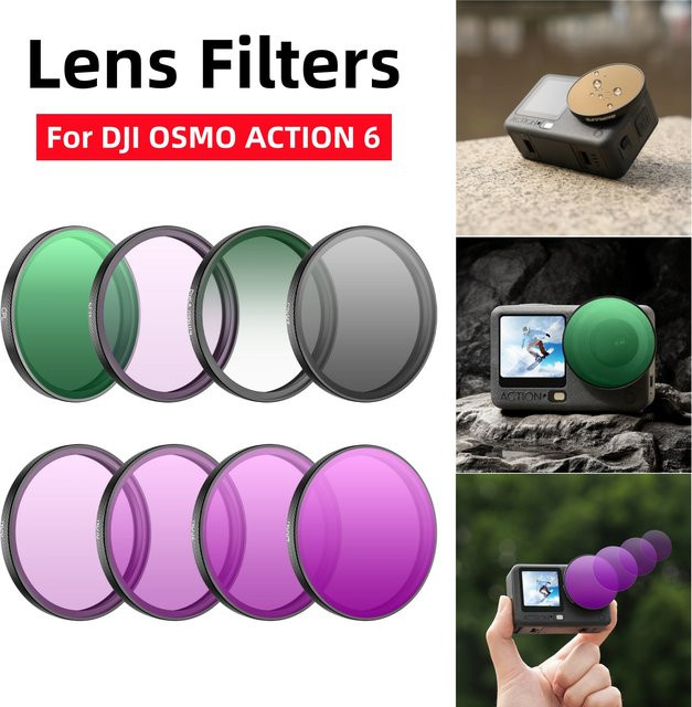 DJI Osmo Action 6 Objektiv Filter Set mit MCUV CPL ND 8 16 32 64 Filtern und Aluminium Legierung Rahmen - Bild 1