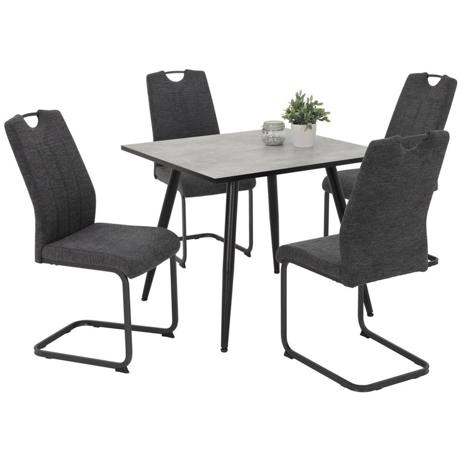 4er Set Stühle Hela Britta in Anthrazit Grau aus Microfaser mit Metallgestell, B/H/T: 44 x 100 x 59 cm - Bild 3