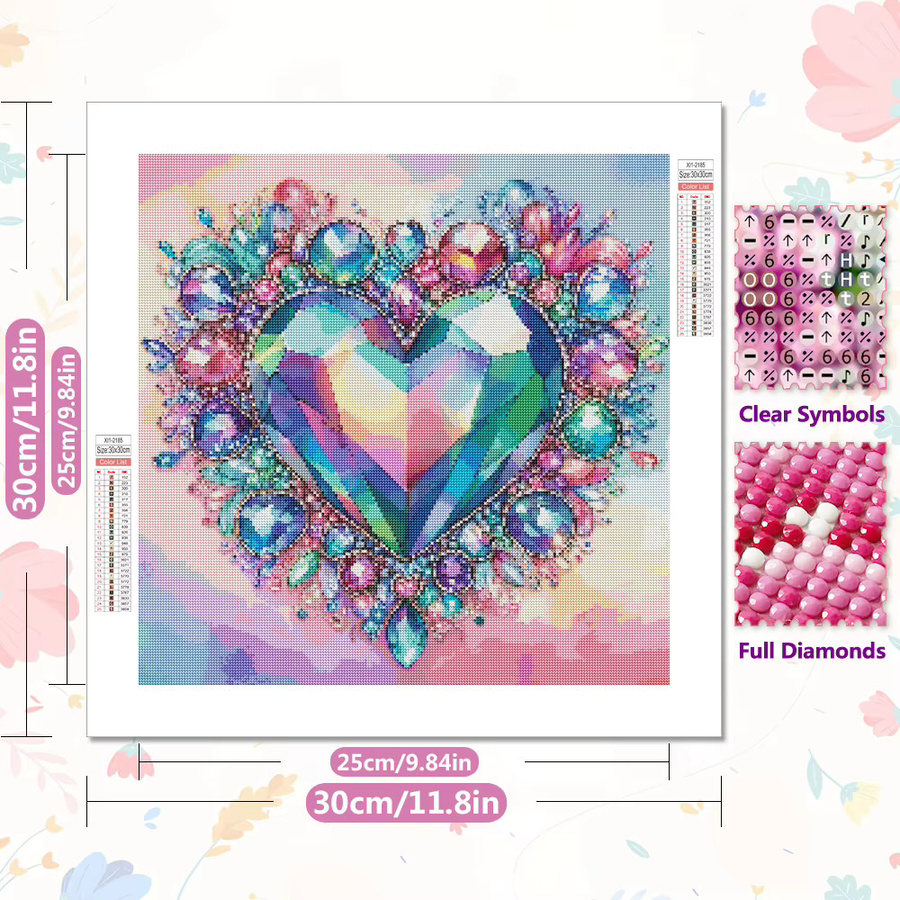 EverShine Diamant-Mosaik DIY Set Herz-Motiv in Multicolour mit 5D Vollquadrat Rundbohrern zur Wanddekoration - Bild 2
