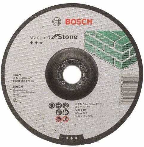 Bosch Trennscheibe gekröpft Standard für Stein, Durchmesser: 180 mm, Bohrung: 22,23 mm, Dicke: 3,0 mm, Farbe: Grau - Bild 1