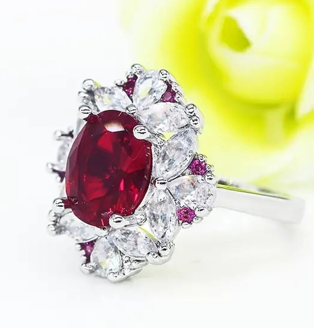 Huitan Ring, roter Zirkonia, Damen - Bild 1