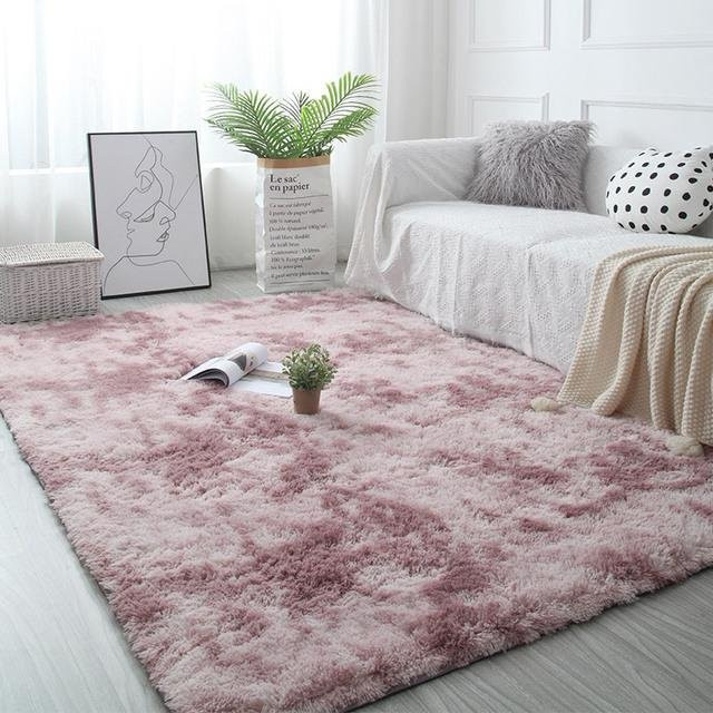 Flauschiger Teppich von Yiran Furniture in Pink für Wohnzimmer, Schlafzimmer oder Kinderzimmer, B/T: 140 x 200 cm - Bild 1