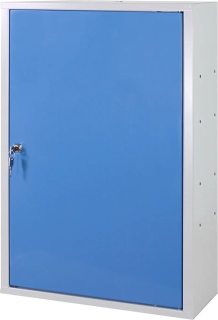 PROREGAL Werkzeugwandschrank mit Tür und 8 Haken aus Stahl in Lichtgrau und Lichtblau, H x B x T: 75 x 50 x 20 cm - Bild 1