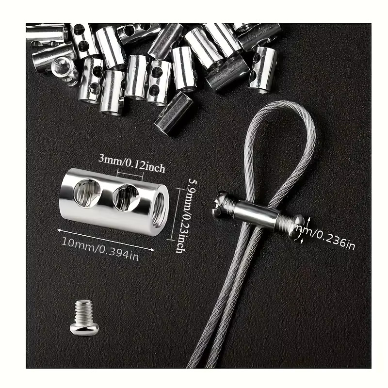 DUTRIEUX Drahtseilklemmen aus Metall mit Schraubbefestigung für 1–2 mm Kabel, 12 Stück, Silber - Bild 2