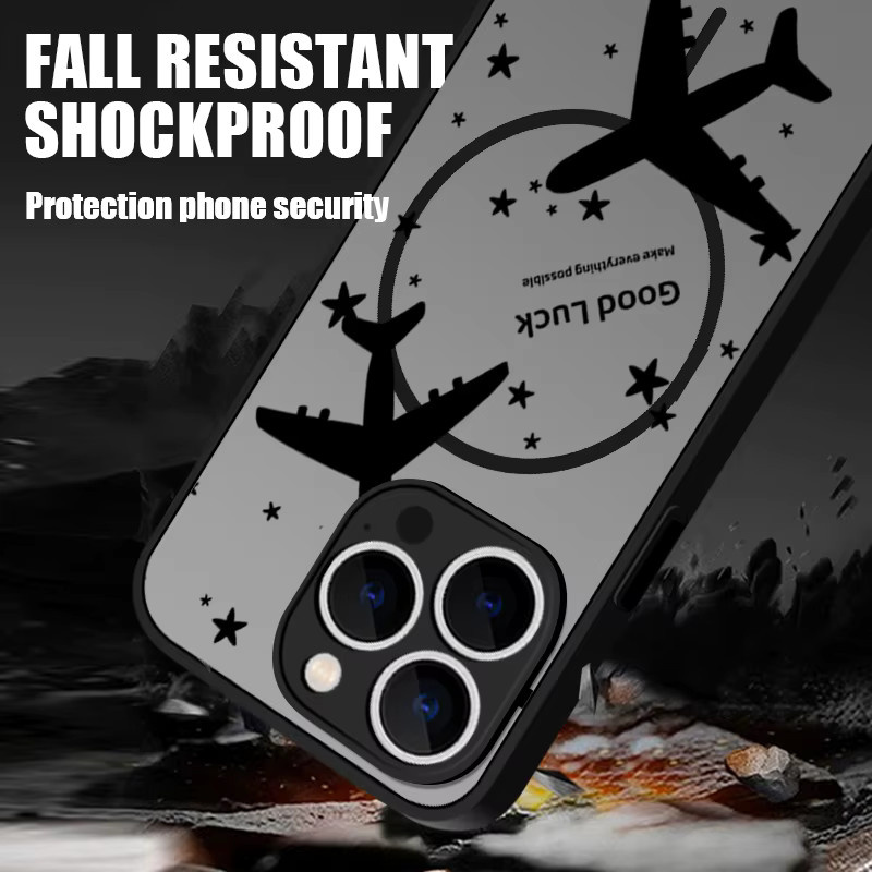 YISHANGOU Flugzeughülle Snowy Mountains für iPhone 16e 15 Pro Max 14 13 Pro Max 16, stoßfeste Magnet-Schutzhülle aus TPU und PC mit mattem Finish - Bild 2