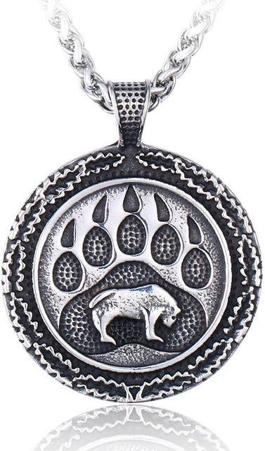 YIRAN Jewelry Halskette Edelstahl, Bärentatze, Herren, 60cm, grau - Bild 1