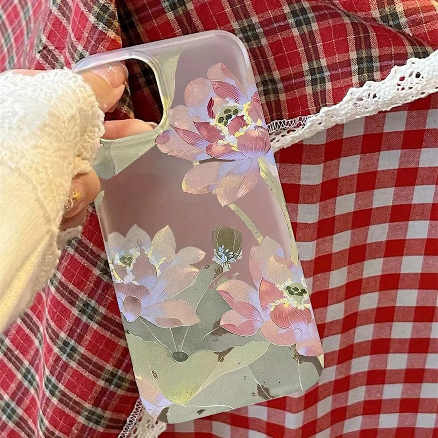 Transparente Lotus Handyhülle für Apple iPhone 17 16 15 14 13 12 11 Pro Max Plus mattiert und stoßdämpfend - Bild 2