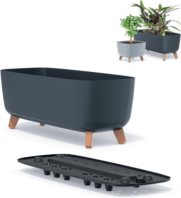 GRACIA CASE DGCL600 Blumentopf auf Beinen in Anthrazit, rechteckig und modern, B/T/H: 24,0 x 23,5 x 24,0 cm - Bild 1
