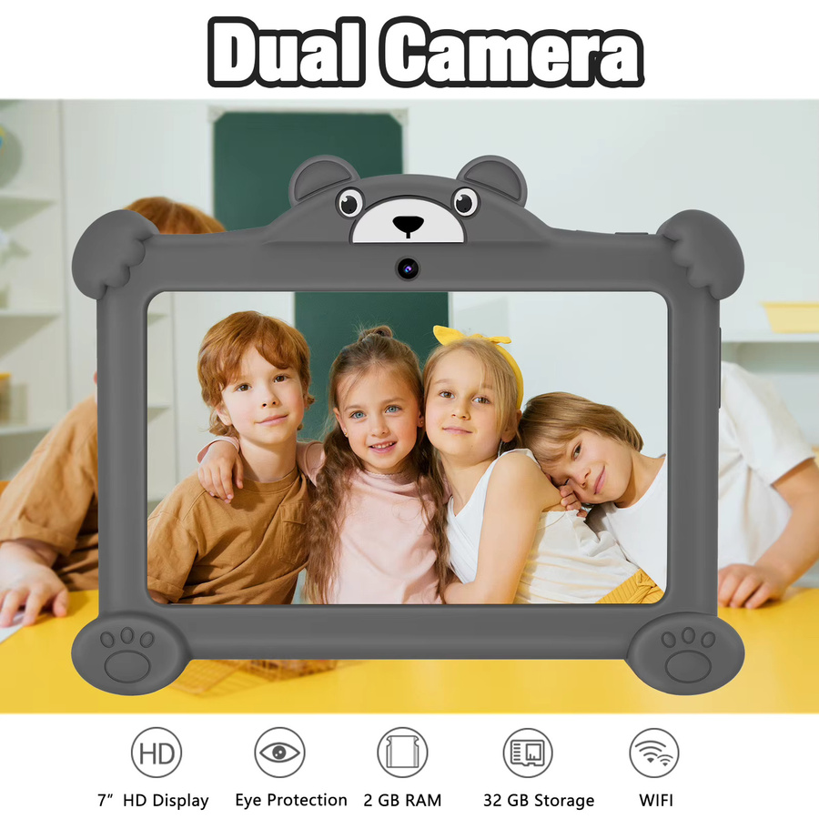 PRITOM Kids Learning Tablet PC 7 Zoll Android mit 2 GB RAM, 32 GB ROM, WiFi und Bluetooth in Grau inklusive bärenförmiger Schutzhülle - Bild 5