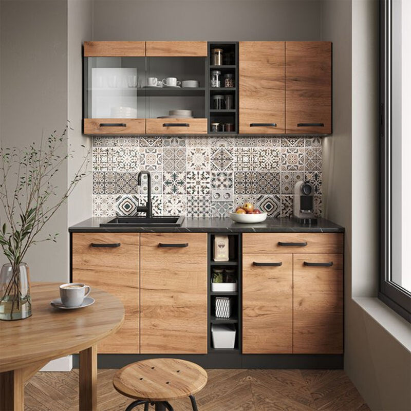 Vicco R-Line Single Küchenzeile Einbauküche in Anthrazit und Eiche, Breite: 160 cm - Bild 2