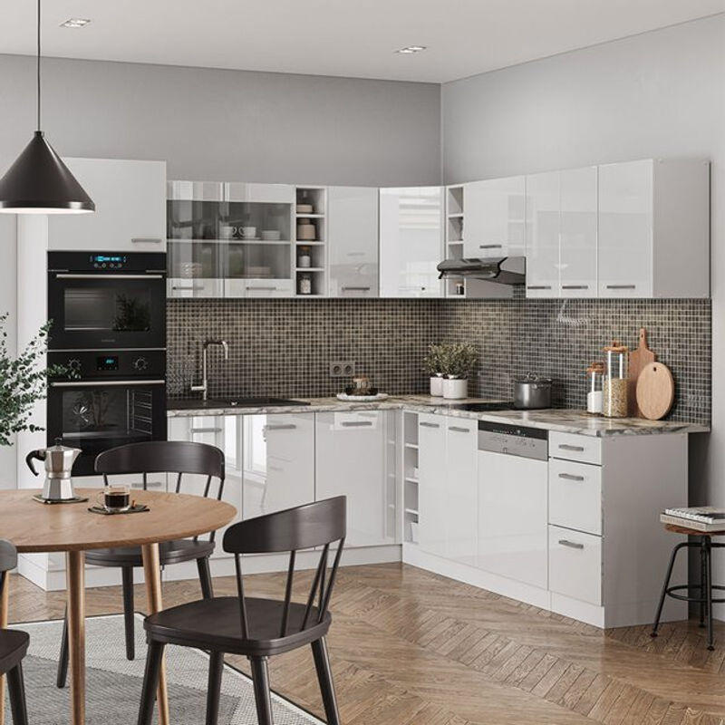 Vicco R-Line Eckküche Einbauküche in Weiß Hochglanz - Bild 2