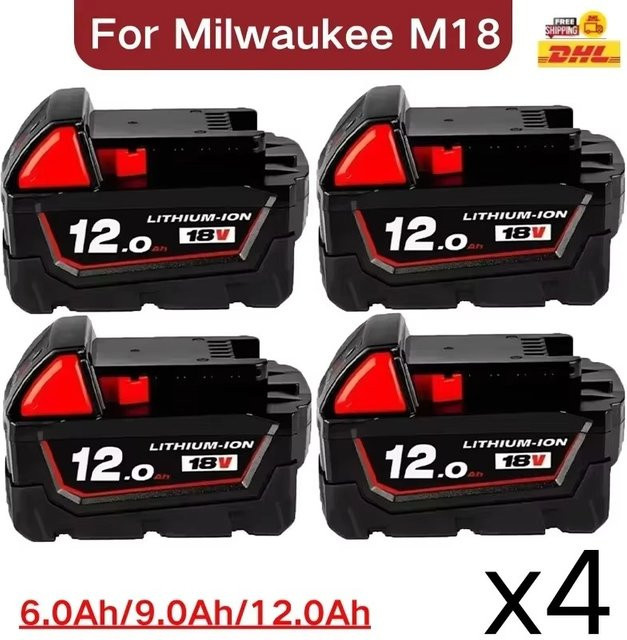Milwaukee M18B5 Akku 18V 12000mAh mit Ladegerät in Rot (48-11-1860) - Bild 1