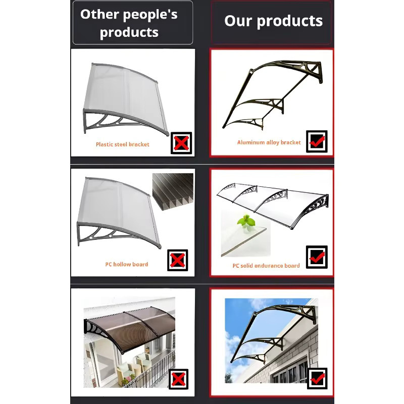 Außenbaldachin für Sonnenschirme mit transparentem Polycarbonat-Tür und Halterung aus Aluminiumlegierung in Schwarz - Bild 6