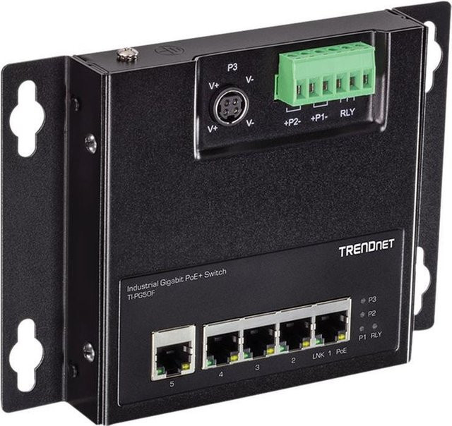 TRENDnet TI-PG50F Industrial Ethernet Switch unmanaged 5 x 10/100/1000 Mbit/s PoE+ 120 W Schwarz - Bild 1