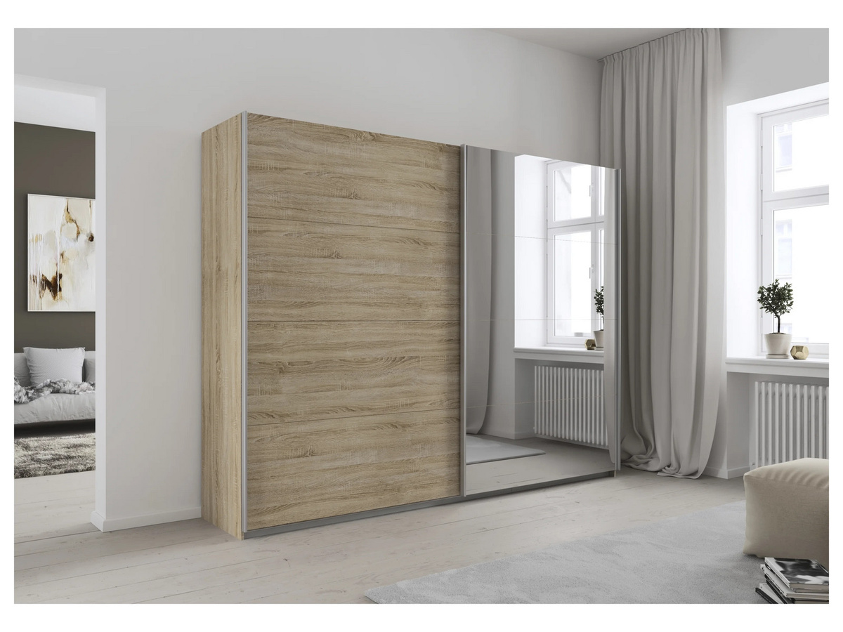 RAUCH Quadra Schwebetürenschrank mit Spiegelelementen in Eiche, B/T/H: 271 x 62 x 210 cm - Bild 2