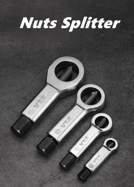 Mutternschrauben-Splitter-Set aus Stahl in Gelb und Silber zum Entfernen von Rostmuttern und als Stahlextraktor - Bild 1
