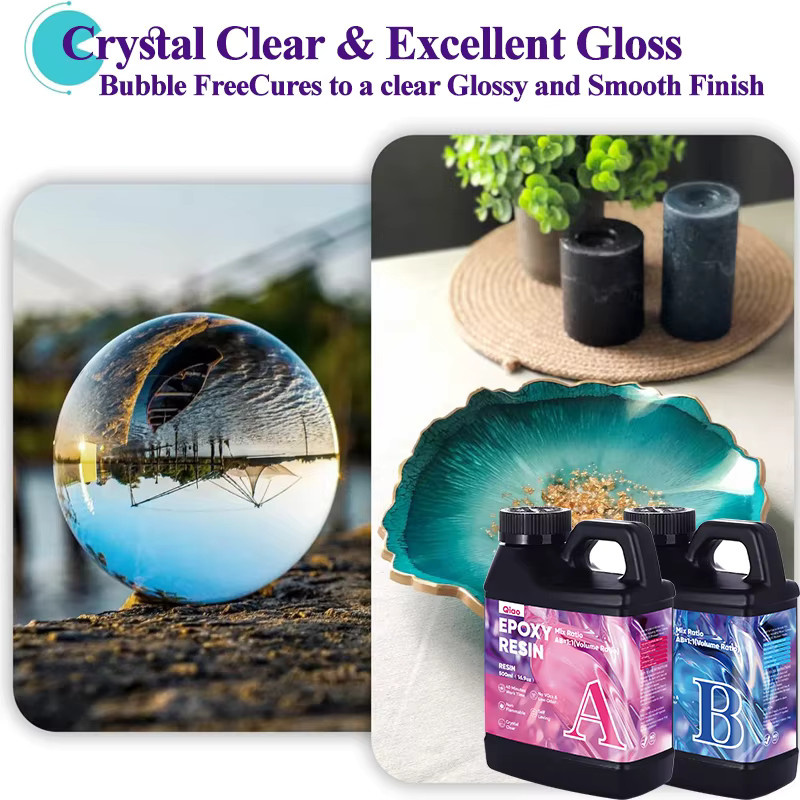 QIAO Epoxidharz-Set transparent, schnellhärtendes Gießharz mit 1:1 Mischverhältnis für Schmuck, Resin-Art und DIY-Projekte - Bild 4