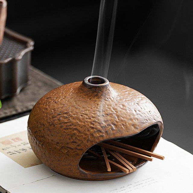Keramik-Räuchergefäß für Palo Santo und Holy Wood, Tabletthalter in Braun - Bild 1