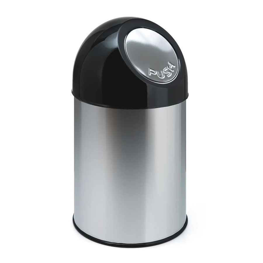 PROREGAL Klassischer Abfallbehälter mit Pushdeckel und Inneneimer aus Edelstahl in Silber, H x B x T: 56 x 31 x 31 cm - Bild 2