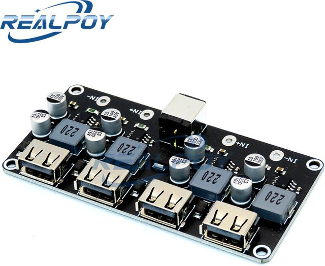 REALPOY 4 Kanal USB QC3.0 und QC2.0 DC-DC Buck Converter Step Down Modul Schnellladegerät Platine Schwarz - Bild 1