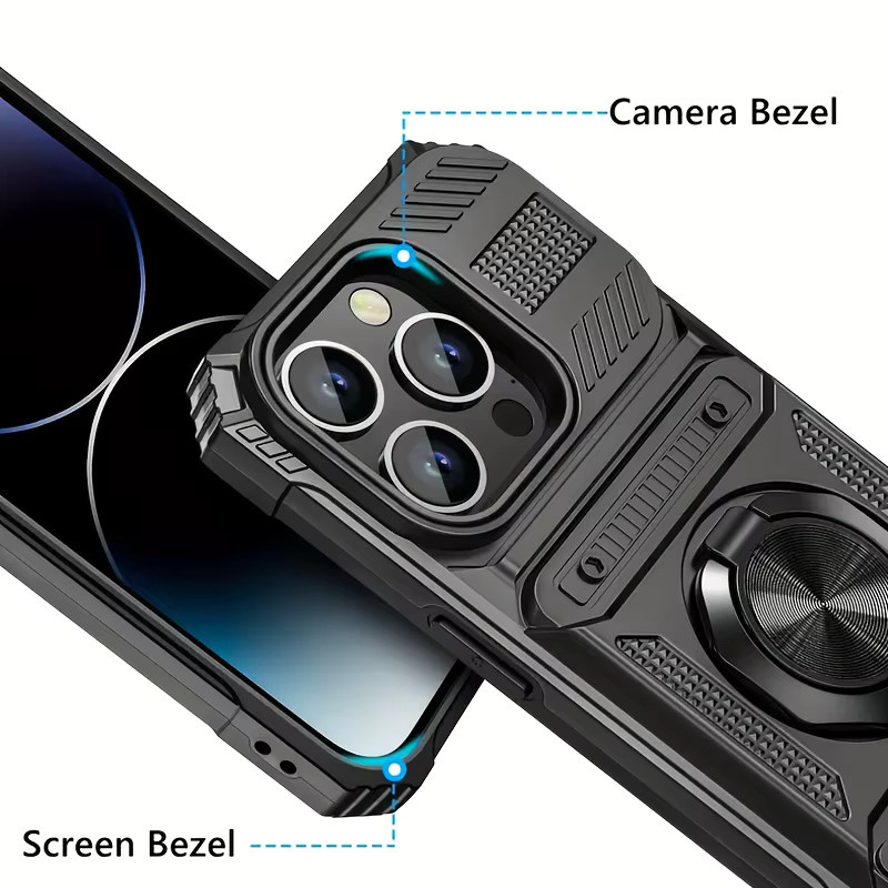 Robuste iPhone Hülle mit Kartenfach und Ständer in Schwarz für iPhone 17 bis iPhone 11 Modelle - Bild 4