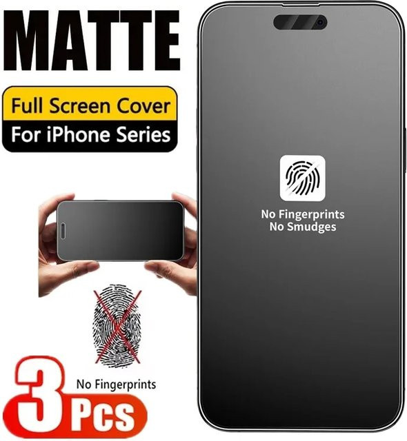 3er-Set AKABEILA Matte Displayschutzfolie aus gehärtetem Glas mit Anti-Fingerprint-Funktion für iPhone Modelle, Transparent - Bild 1