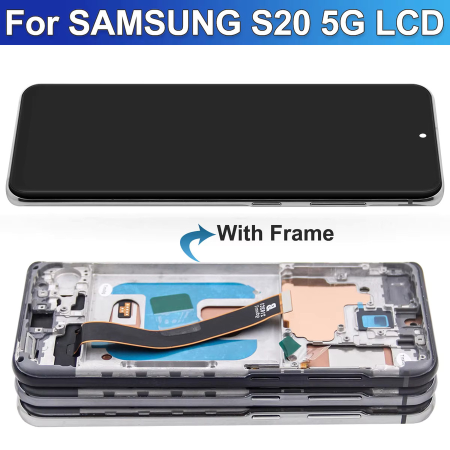 Samsung S20 TFT LCD Display mit Rahmen und Digitizer Touch Screen in Schwarz für Handy Reparaturen (G980, G980F, G981, 4G/5G) - Bild 1