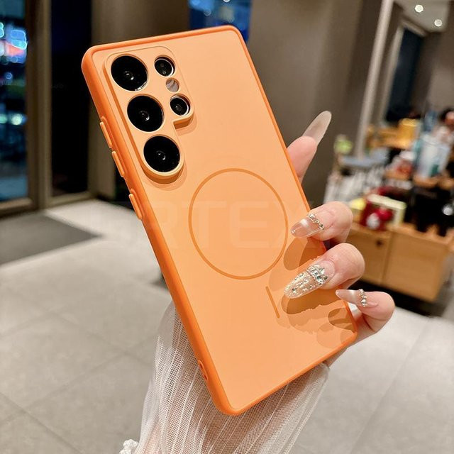Stoßfeste Silikon Handyhülle mit matter Rückseite für Samsung Galaxy S26 Ultra S25 Plus S24 Ultra S23 Ultra in Orange - Bild 1