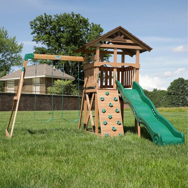 Backyard Discovery Spielturm-Set Lightning Ridge mit Rutsche und Doppelschaukel für 3-10 Jahren - Bild 1