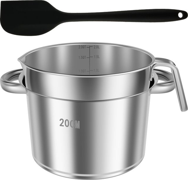Willstar Edelstahl-Schmelztiegel mit Doppelkessel in Silber für Schokolade, Butter und Kerzen - Bild 1