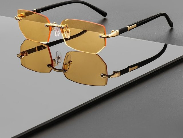 BMAD Sonnenbrille, quadratisch, randlos, Metall, braun, Unisex - Bild 1