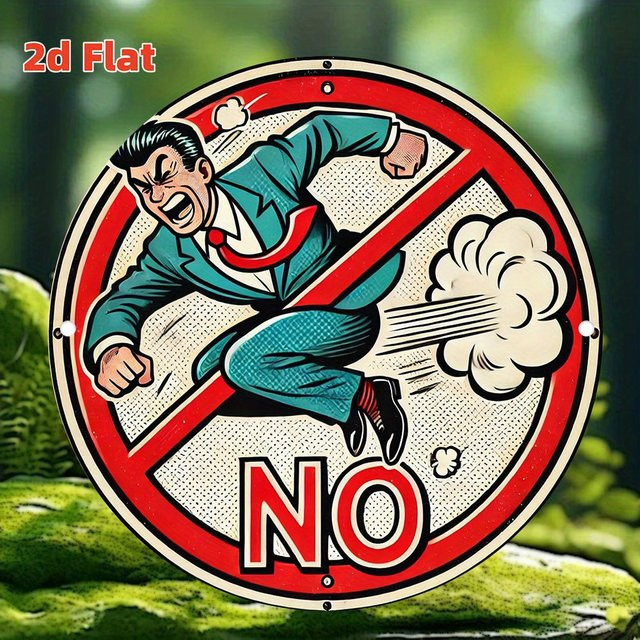 Potdemiel No Farting Schild aus Metall in Multicolor, quadratische Wanddekoration im Retro-Stil, B/B/B: 20,32 x 20,32 x 20,32 cm - Bild 1