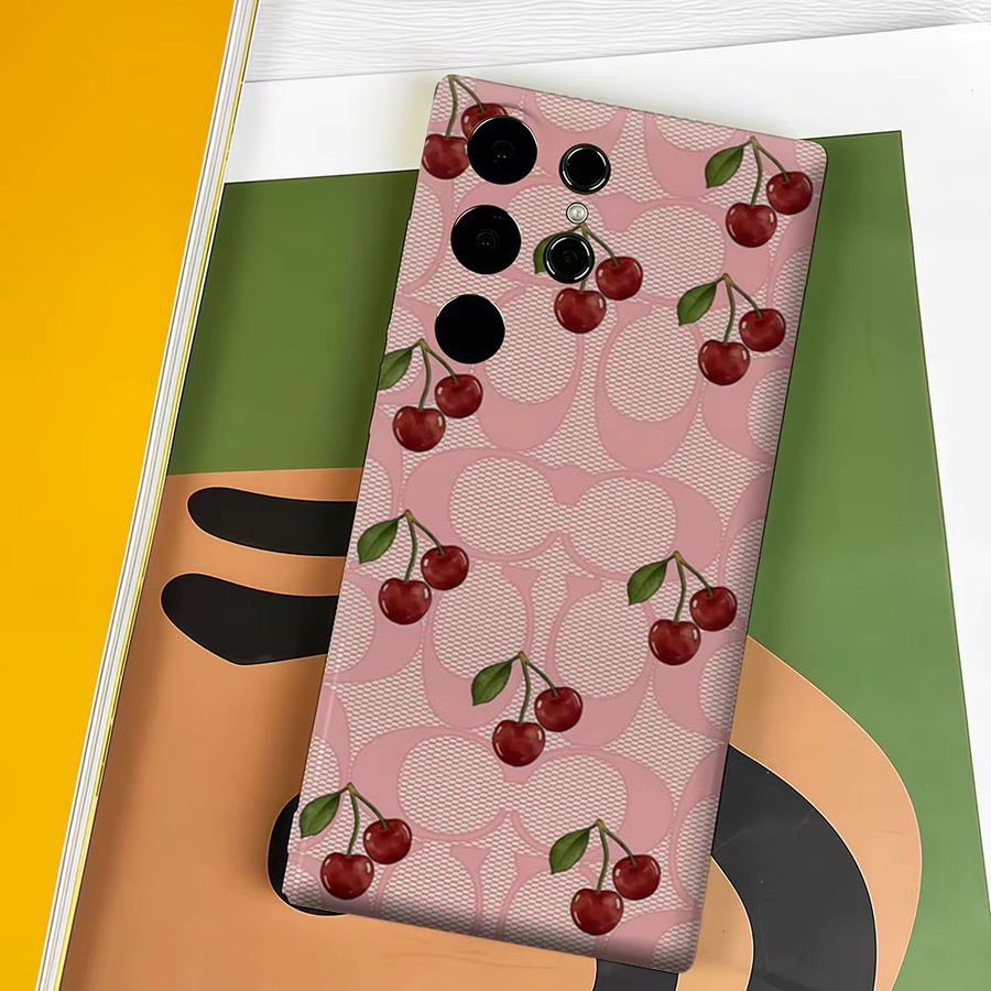 Aurbe Handyhülle für Samsung Galaxy S26 S25 S24 S23 Ultra Plus mit Rosa Mesh Kirsche Design und HD Hartplastik Doppelschicht-Folie Cover - Bild 4