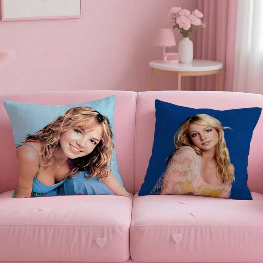 Singer B-Britney Spears Kissenbezug, quadratisch, Blau - Bild 2