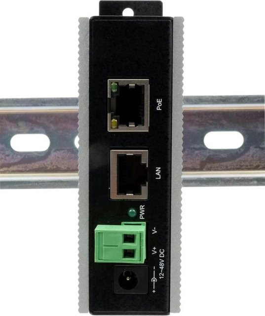 EXSYS PoE Gigabit Injektor mit Metallgehäuse in Schwarz (EX-6007POE-WT) - Bild 1