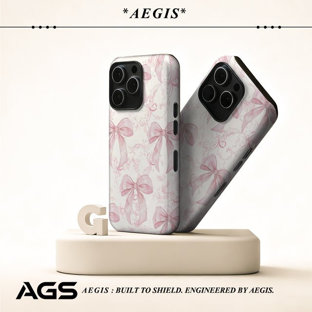 Potdemiel Handyhülle mit rosa Schleife für iPhone 17 16 15 14 13 Pro Max Plus, magnetische Double-Layer Tough Case - Bild 1