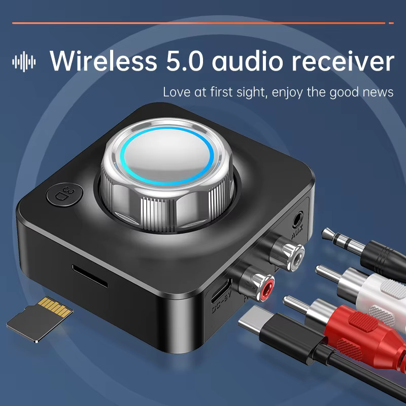 VAORLO Bluetooth Audio Receiver 3D Stereo Musik Wireless Adapter mit TF-Karte und RCA sowie 3,5 mm Klinke in Schwarz - Bild 2