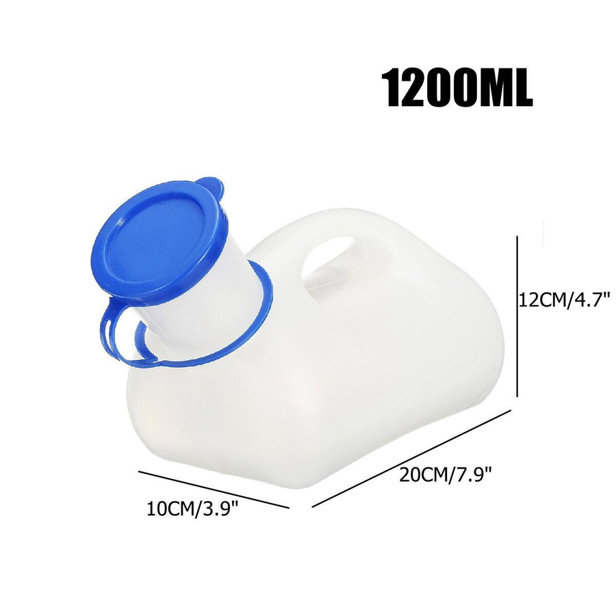 Tragbares Unisex Urinurinal mit femininerem Adapter für Reisen und Camping, 1200 ml, Weiß und Blau - Bild 2