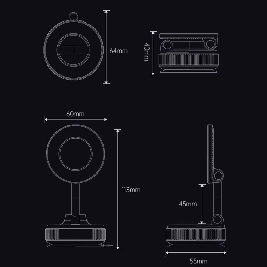 Arealer Magnetische Autotelefonhalterung mit Vakuum-Saugnapf, 360 Grad verstellbar und faltbar, Schwarz - Bild 5