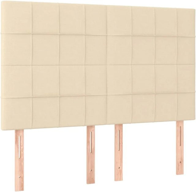 vidaXL LED Kopfteil in Creme mit USB-Ladeanschluss und integrierter Beleuchtung, Breite: 144 cm, Tiefe: 5 cm, Höhe: 118 bis 128 cm - Bild 1
