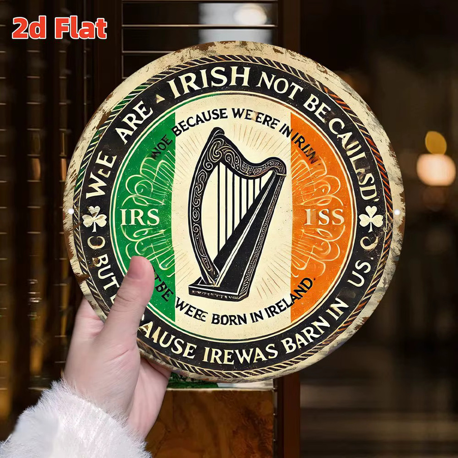 CIFBUY Irish Harp Metallschild Vintage Keltische Wanddekoration aus Blech, Rund, Mehrfarbig, Durchmesser: 20 cm - Bild 3