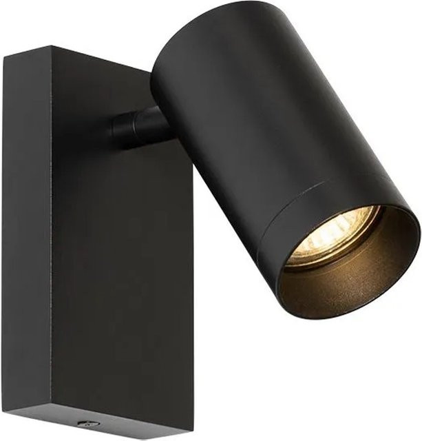 QAZQA Jeana Luxe Moderne Wandleuchte Schwarz, verstellbar und dimmbar, GU10 aus Aluminium und Stahl - Bild 1