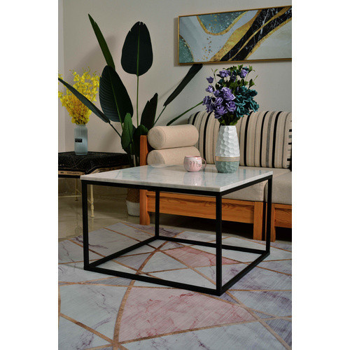 SIT Couchtisch THIS & THAT in Weiss mit Marmorplatte und Metallgestell, B: 75 cm, H: 50 cm - Bild 3